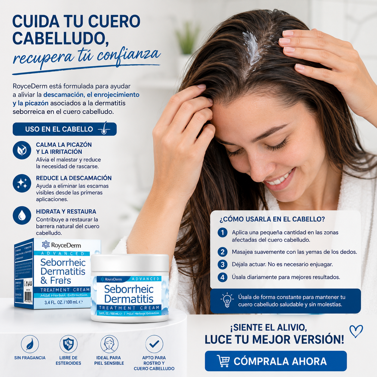 ROYCEDERM Seborrheic Dermatitis Cream |  Alivio y Cuidado para la Piel 🌿