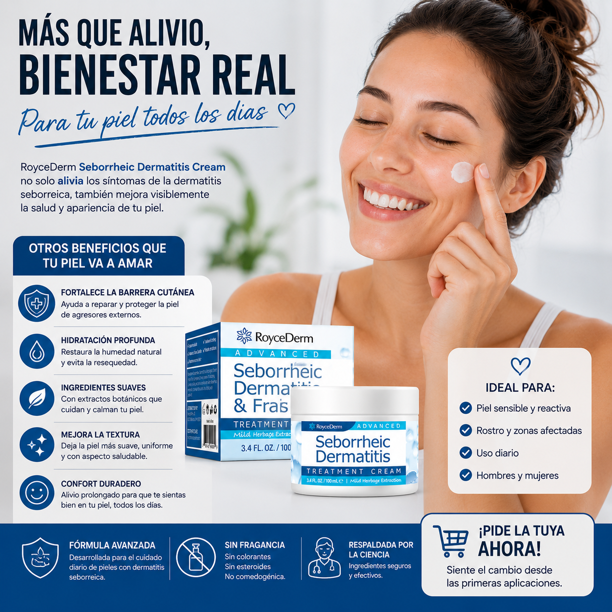 ROYCEDERM Seborrheic Dermatitis Cream |  Alivio y Cuidado para la Piel 🌿