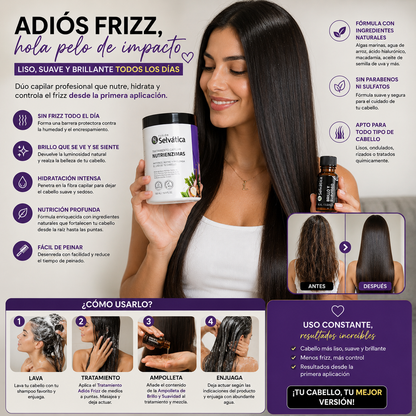 ⭐ Adiós Frizz Pro | Cabello Liso, Suave y Brillante 500 ML