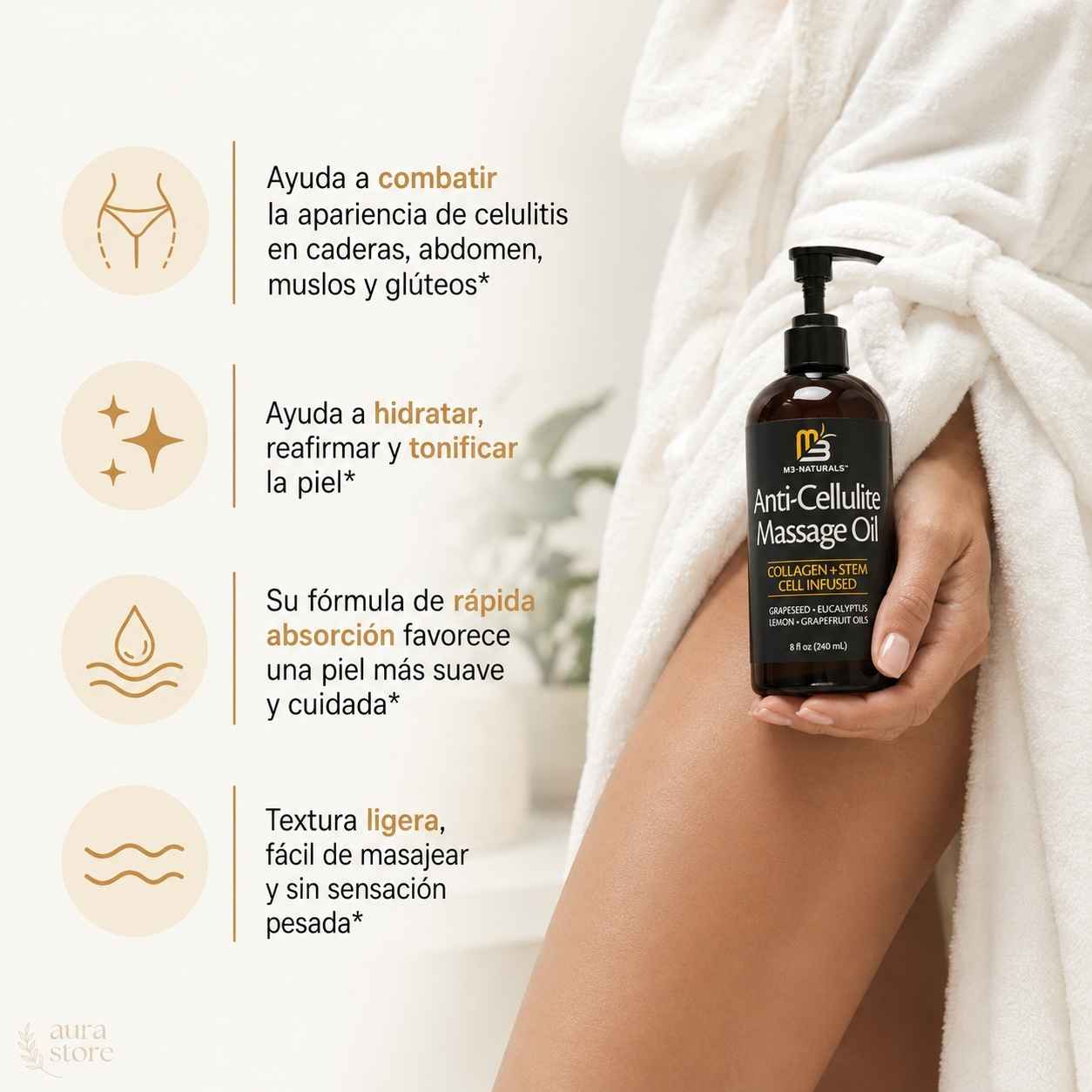 ✨ ¡Despídete de la celulitis y recupera una piel firme con Anti-Cellulite Massage Oil! 💃🔥