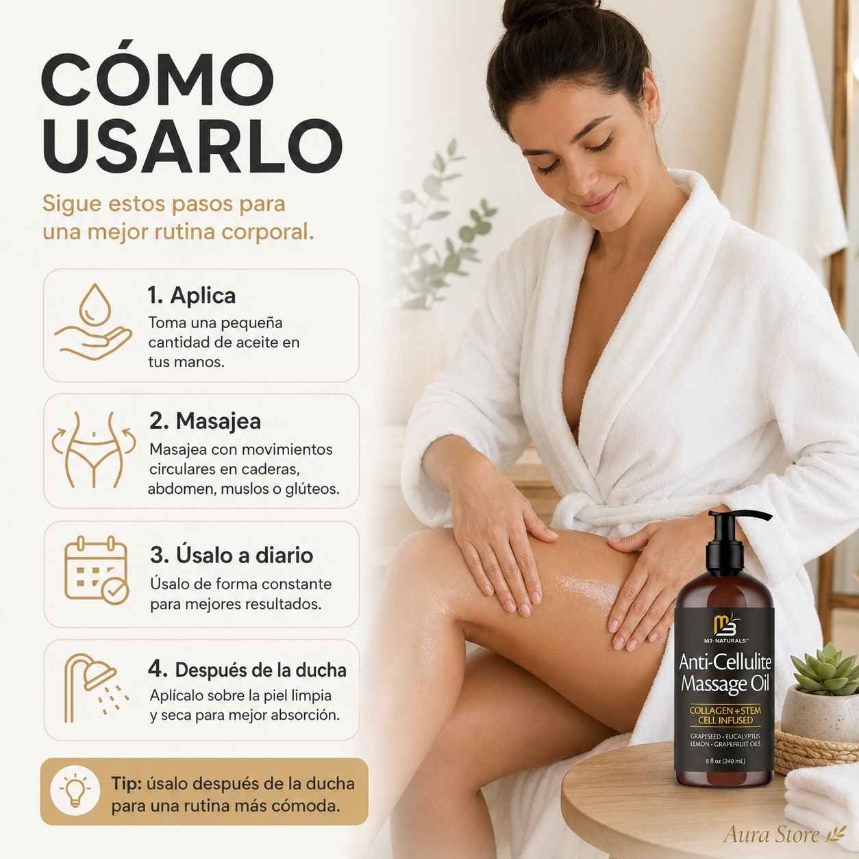✨ ¡Despídete de la celulitis y recupera una piel firme con Anti-Cellulite Massage Oil! 💃🔥