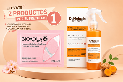 Dr. Melaxin Exfoliante de Ácido Kójico + Mascarilla de Ojeras Bioaqua con Colágeno 🌸 Lleva 2 Productos por el Precio de 1 🌸